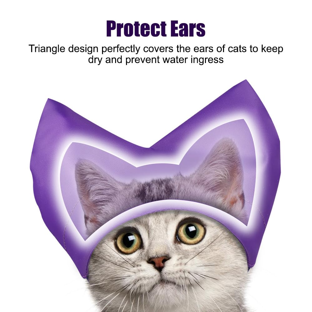 Gorros de ducha para gatos, gorro de baño impermeable para gatitos, protección para los oídos para gatos, gorro para mascotas, protector de orejas, gorro de ducha para gatos y perros pequeños, baño