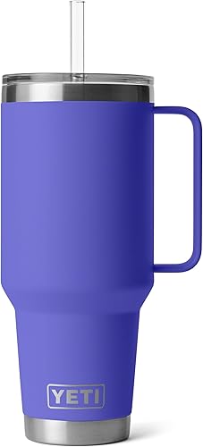Miniatura 1 de YETI Rambler - Vaso de viaje con asa y tapa con pajilla, de 42 onzas, con aislamiento al vacío con asa, acero inoxidable, violeta ultramarino