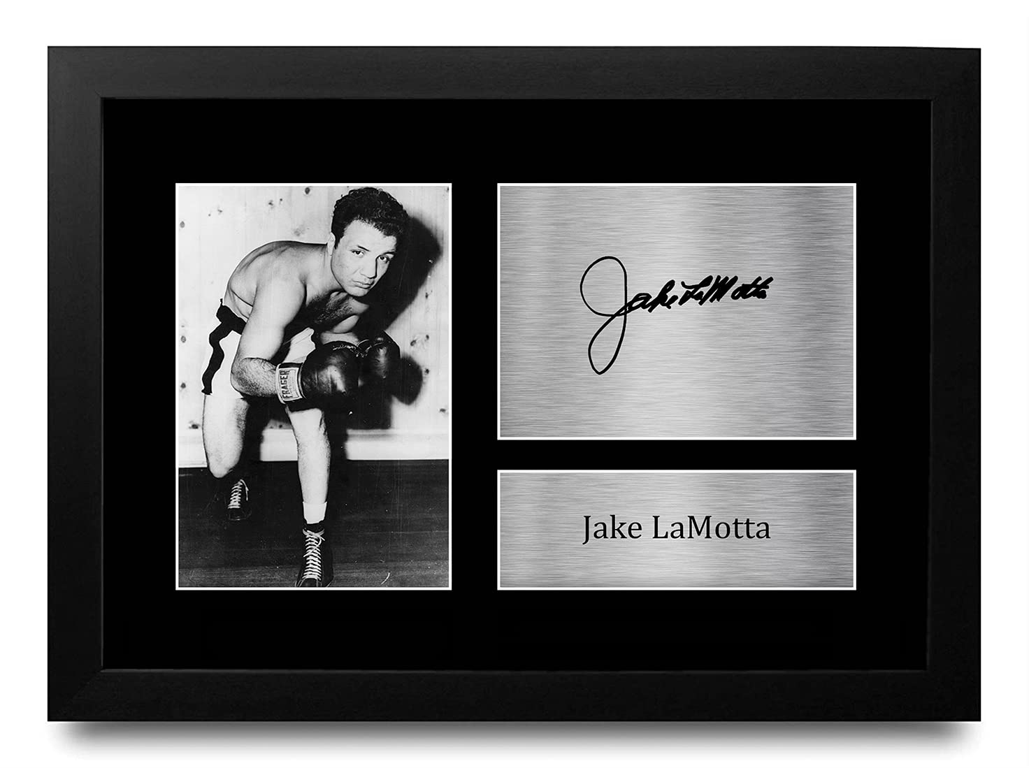 HWC Trading FR A4 Jake LaMotta Boxing Regali Stampati Autografi Firmati Per I Fan Dei Dimeli Dei Pugili - A4 Framed