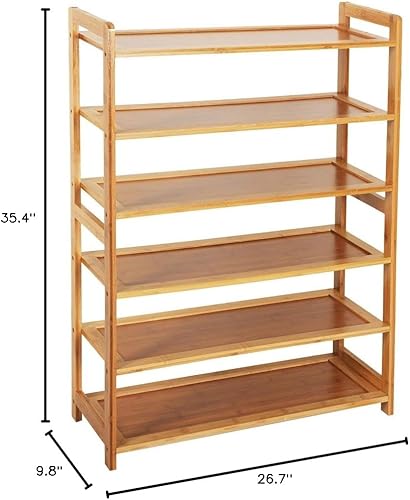 Miniatura 2 de Zapatero de bambú de 6 niveles Estante de zapatos de pie libre Muebles para el hogar Organizador de entrada Armarios de zapatos Color madera