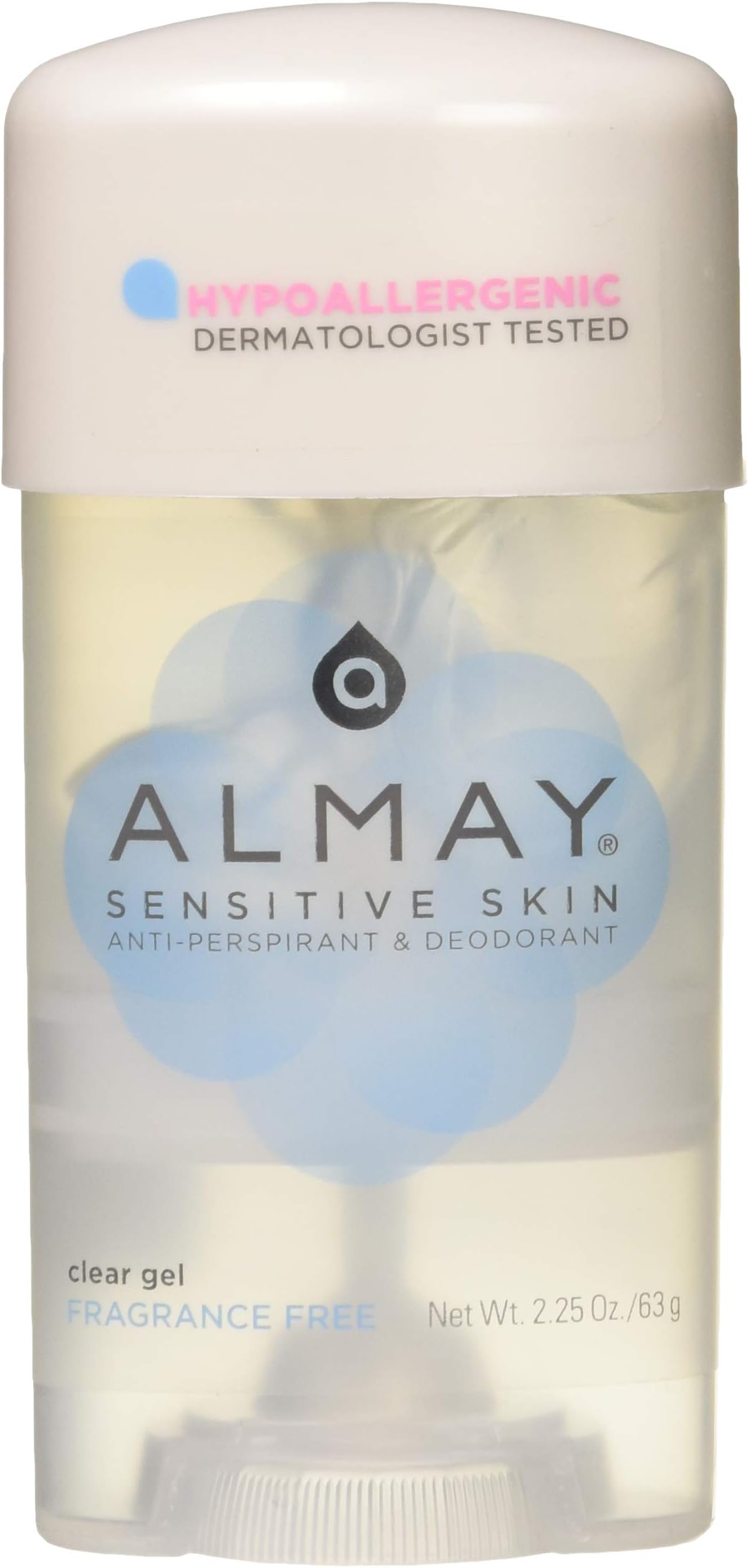 Almay Clear Gel, Anti-Perspirant and Deodorant, Fragrance Free, 2.25-Ounce Stick (Pack of 3)