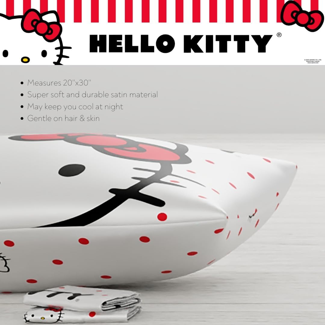 Hello Kitty Beauty Standard Beauty Silky Satin Standard Pillowcase Cover 20x30 for Hair and Skin, (Officially Licensed Product) - Image 3