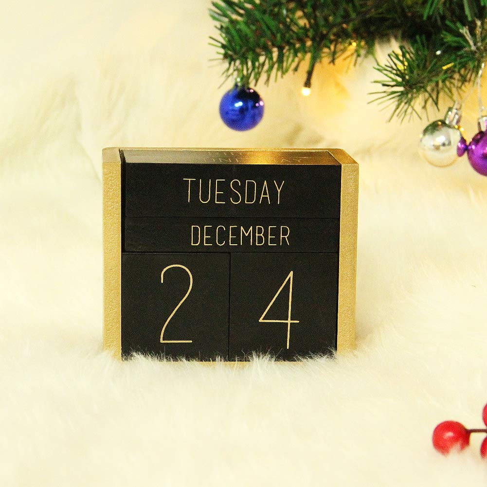 STAR CRAFT Wooden Calender For Office & Home Desk Stationery With Natural Finish Solid Wood, Asian 3