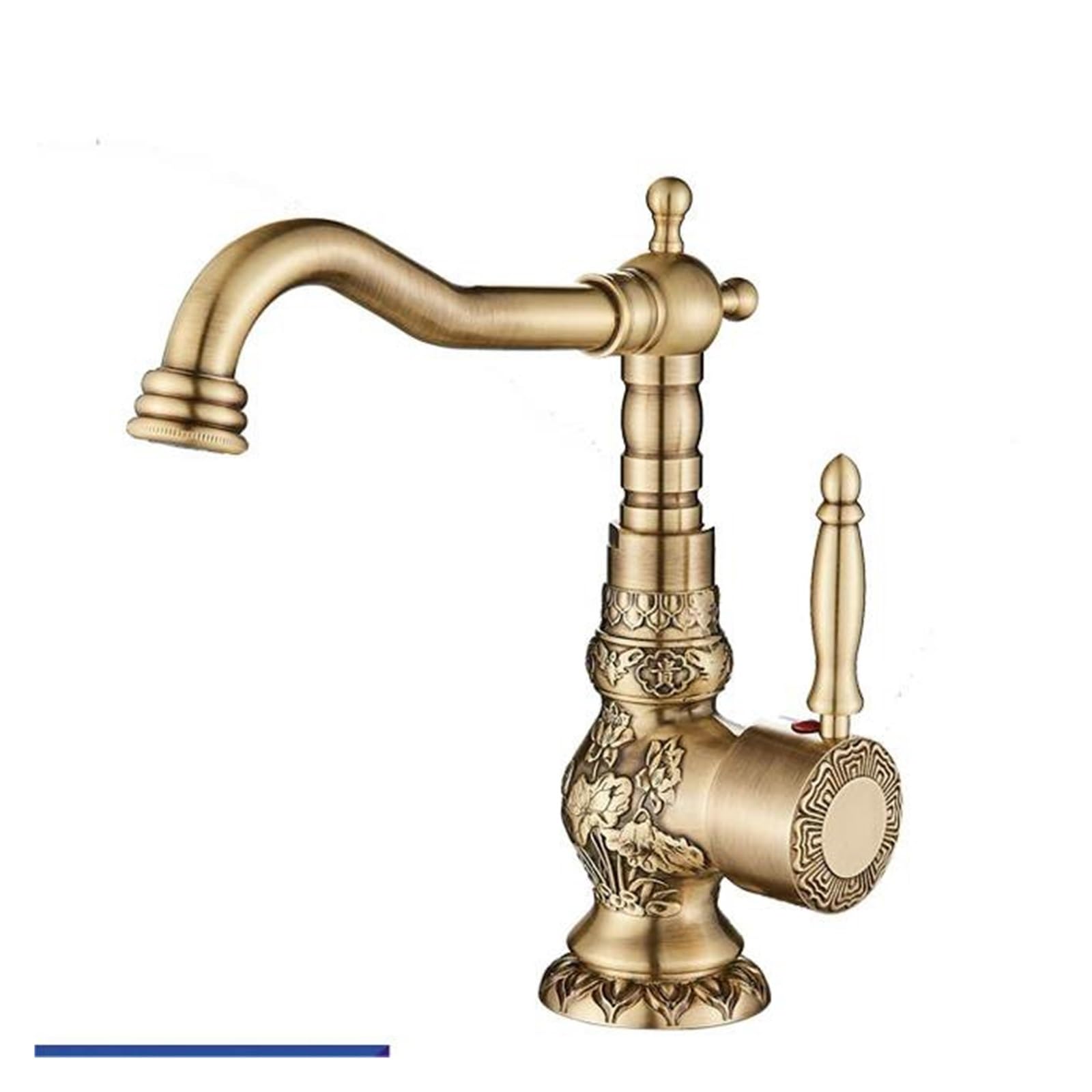 Robinet lavabo antique en laiton véritable mitigeur rétro court pour vasque