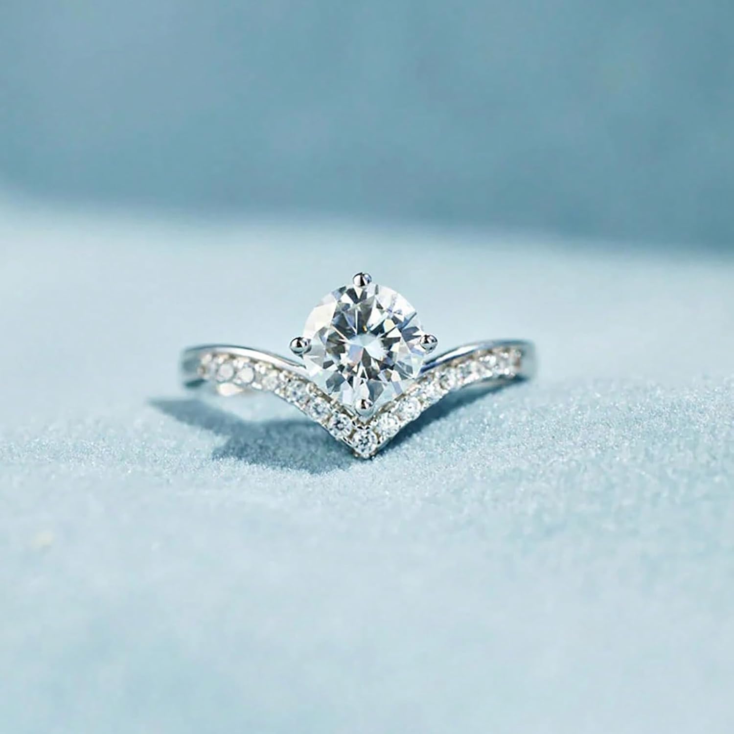 Cubic Zirconia Moissanite Engagement Rings for Women 925 Sterling Silver Wedding Eternity Ring Stackable Promise Rings for Her Jewelry Birthday Wedding Bride Gifts - Image 6