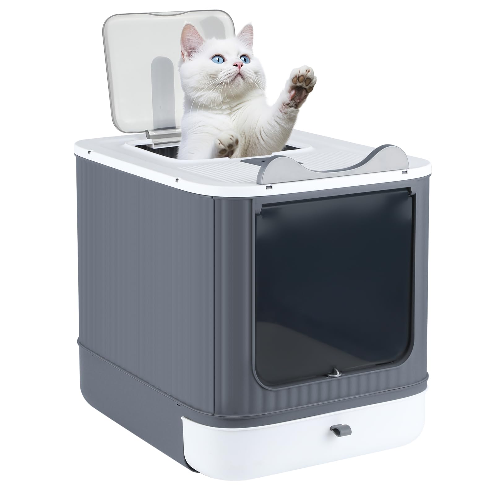 Maison de toilette pour chat design double canal et système modulable blanc