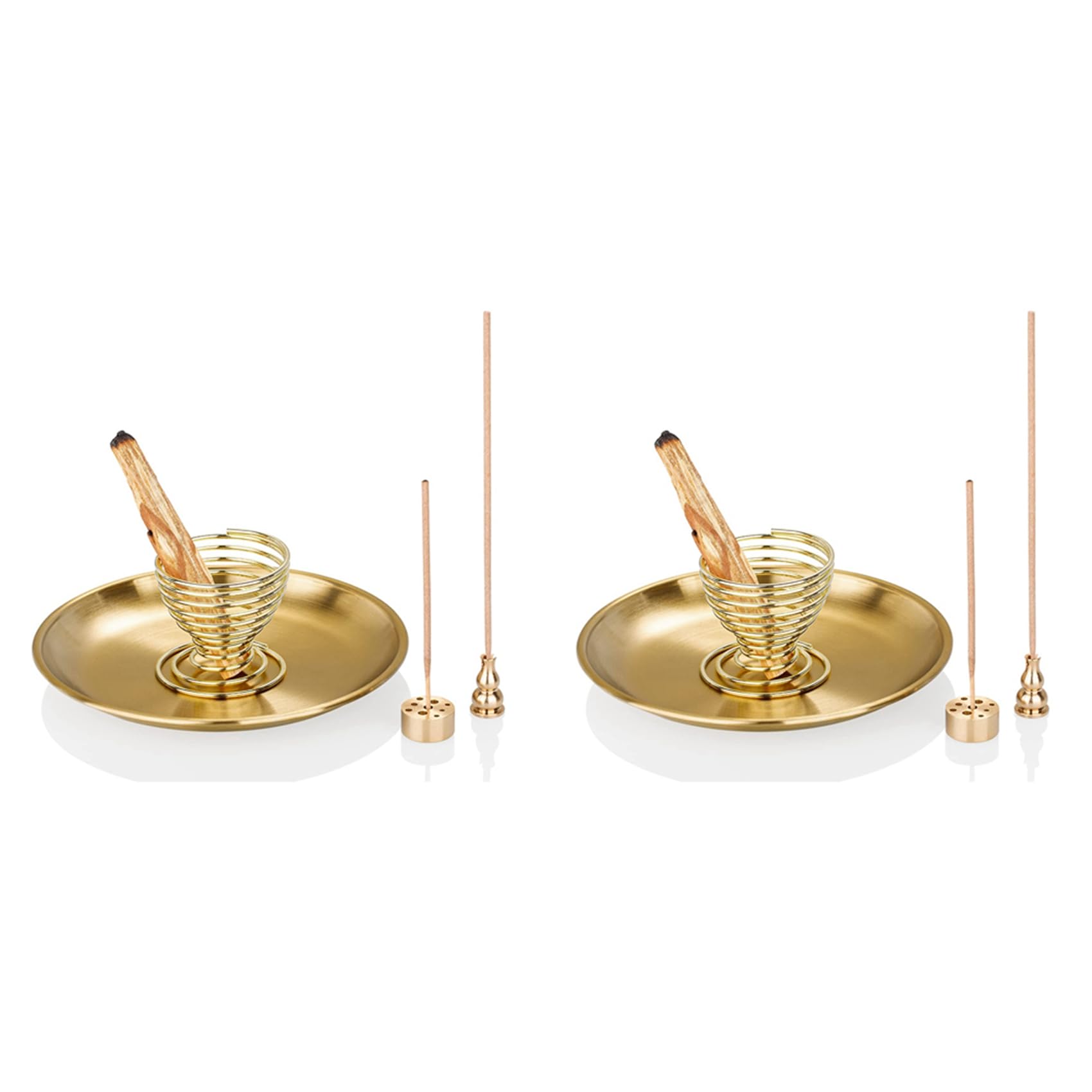 Hndhbfgrt 8Pcs Burner, Incense Holder for Incense Sticks/Coil Incense/Incense Cones, Brass Ash Catcher for Meditation Yoga Room