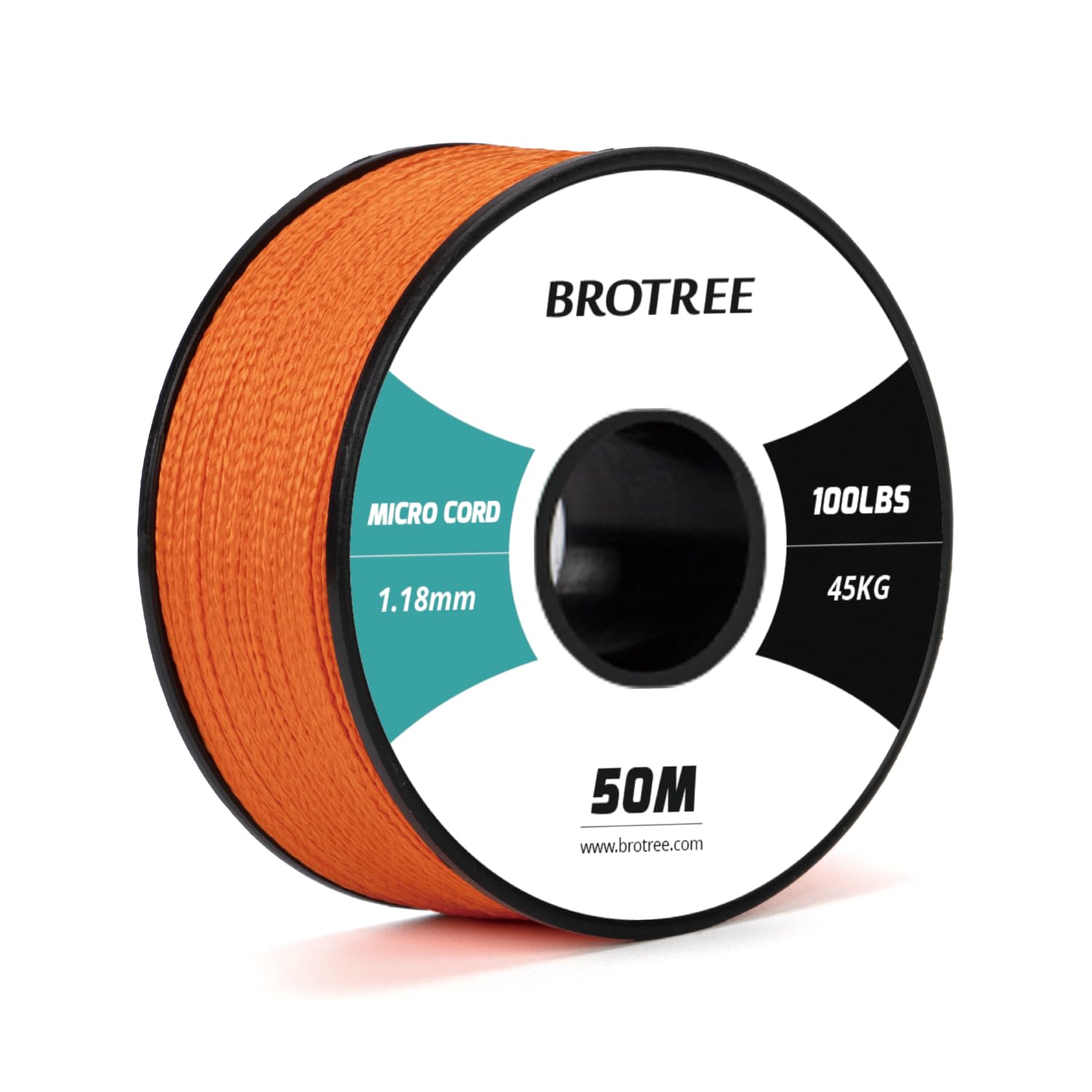 Brotree Micro Corda Paracord 1,18 mm 50M Bobina per Bracciale, Artigianato, Fai da te - 45 kg Carico di Rottura (Arancione)