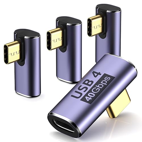 Adaptador USB C de ángulo recto (paquete de 4) Adaptador USB C de 90 grados con video 8K 60Hz 40 Gbps transferencia de datos PD 100W compatible con