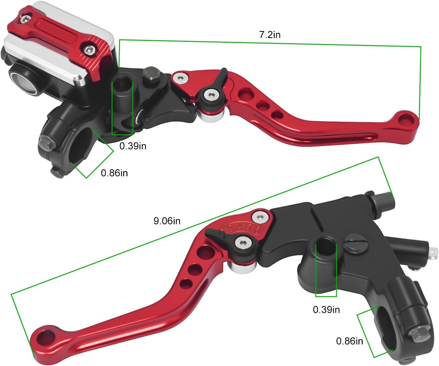 Triumilynn Motorcycle Brake Lever 7/8" 22mm Handlebar Brake Master Cylinder Clutch Lever CNC Compatible with Harley Honda Kawasaki Suzuki Yamaha Left & Right Set Piston Diameter 12.7mm (Red)