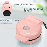SNAILAR Mini Gofrisütő Rózsaszín Kompakt Belgás Gofri Készülék 550W 6