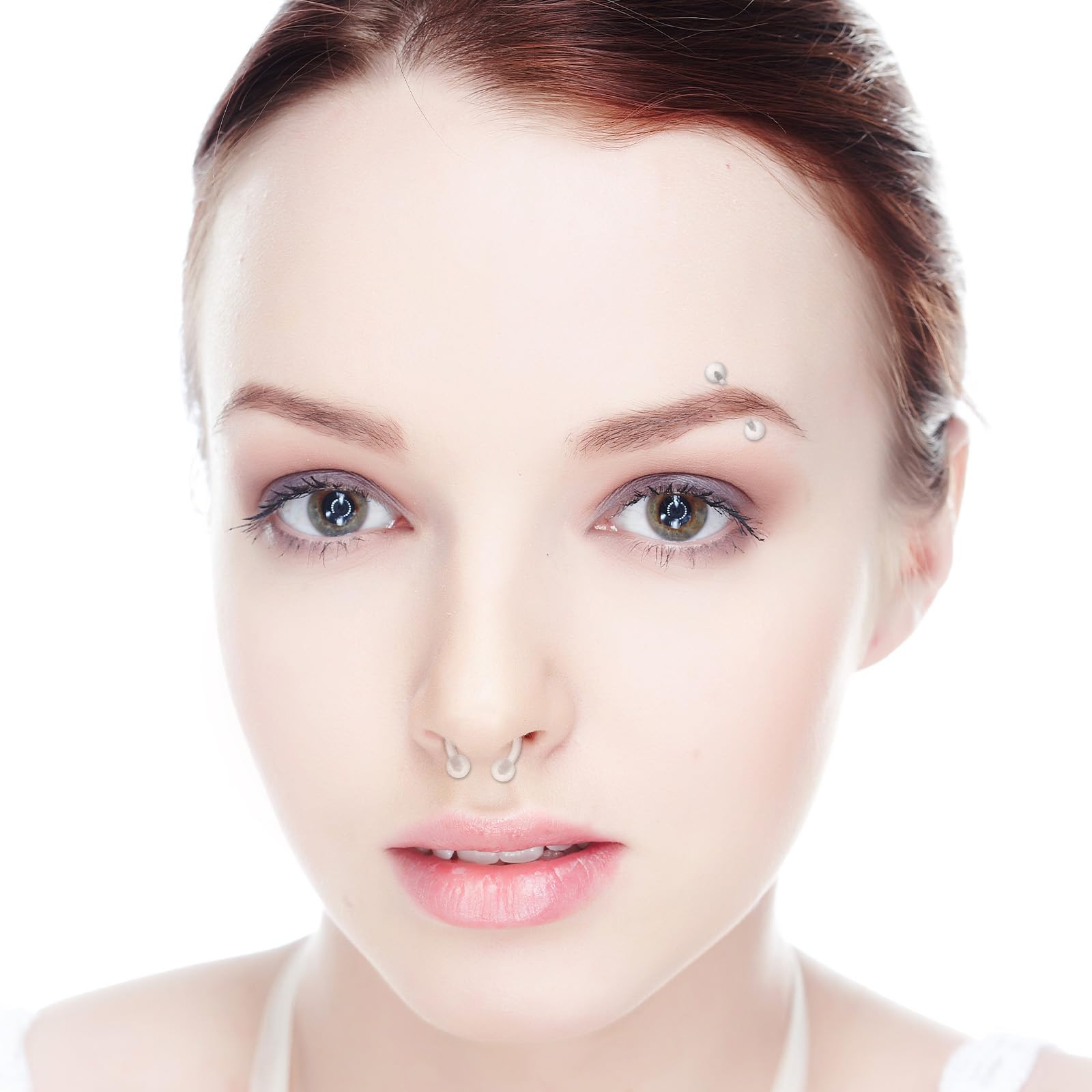 Tucnoeu 44-częściowy zestaw przezroczystych kolczyków do nosa, akrylowy, przezroczysty, piercing do brwi, wargi, nosa, języka, pępka, zestaw do piercingu, do pracy, chirurgii
