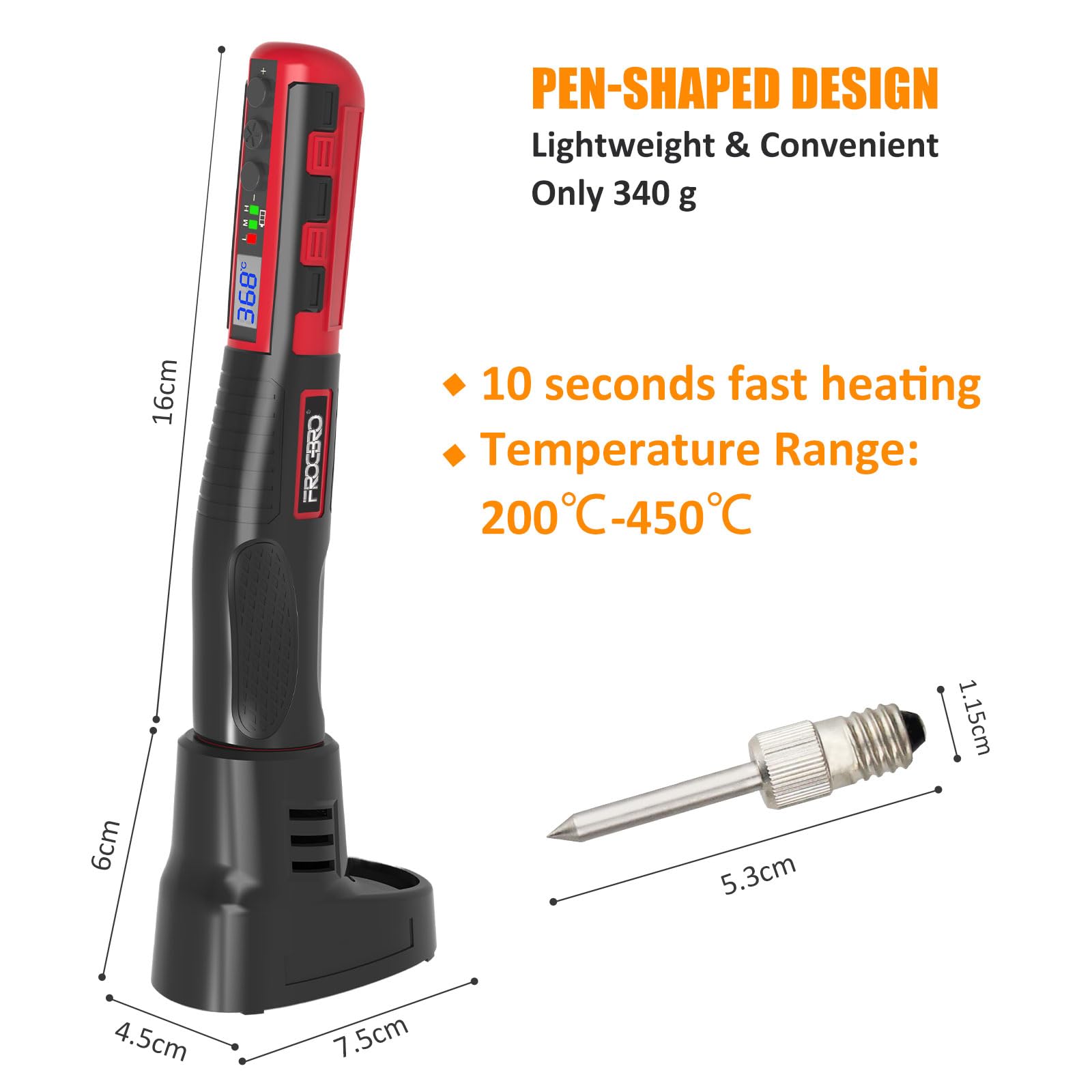 Saldatore a Stagno a Batteria 8W temperatura regolabile 200-450℃