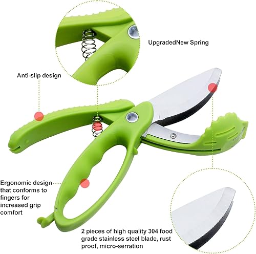 Miniatura 4 de Tijeras de ensalada de cocina multifuncional,Con doble hoja de acero inoxidable,Para lanzar y cortar pinzas vegetales