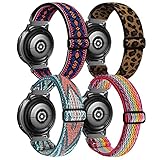 20mm Stretchy Band Compatible with Samsung Galaxy Watch 5/4 40mm 44mm/Watch 5 Pro 45mm/Watch 4 Classic 42mm 46mm/Watch 3 41mm/Galaxy Watch 42mm/Active 40mm/Active 2 40 44mm, Nylon Strap for Men Women