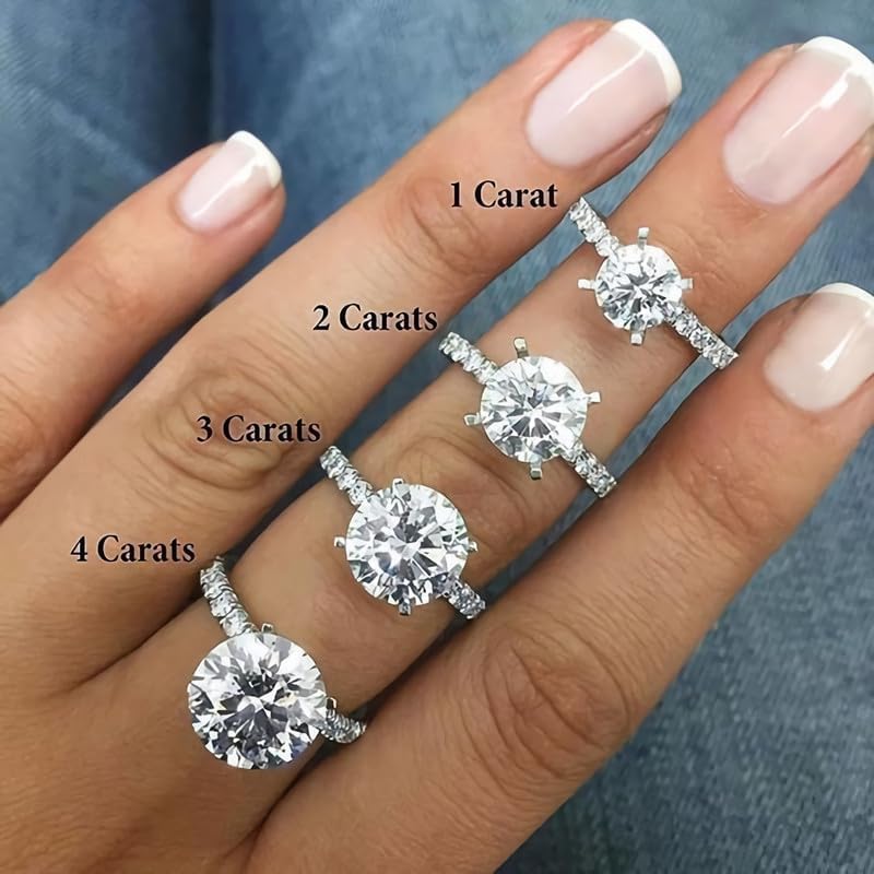 Molioaki 3.2 Carat (ctw) Moissanite Engagement Rings for women Platinum Plated Silver Ring moissanite rings