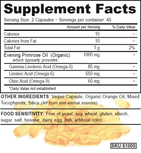 Deva Vegan Vitamins Vegan Evening Primrose Oil Vcaps, 90-Count Bottle #TOP1