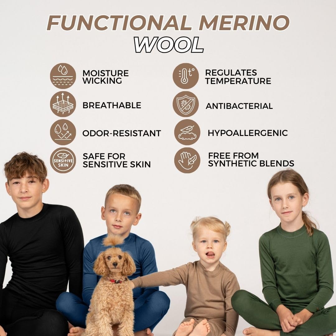 menique Camiseta unisex de manga larga para niños y niñas de merino orgánico