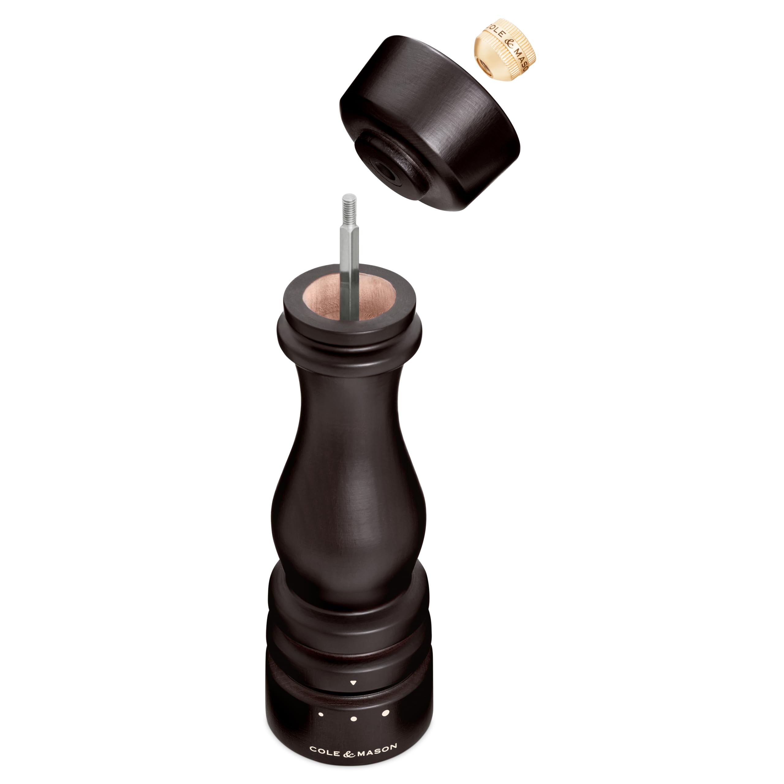 Cole & Mason London Macina Pepe Grind Select Macinatura Regolabile 22cm | Regolabile Macinino 6 Livelli Sale, Legno di Cioccolato, Macina Spezie, Macinapepe Garanzia a Vita sul Meccanismo