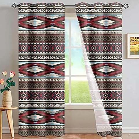 LKCD Eyelet Curtains, Aztec Stripes Ethnic Totem Print 55X63 Inch 3D Printed Curtains, Thermal Insulated Curtains For Boys Bedroom,2 Panels Cover