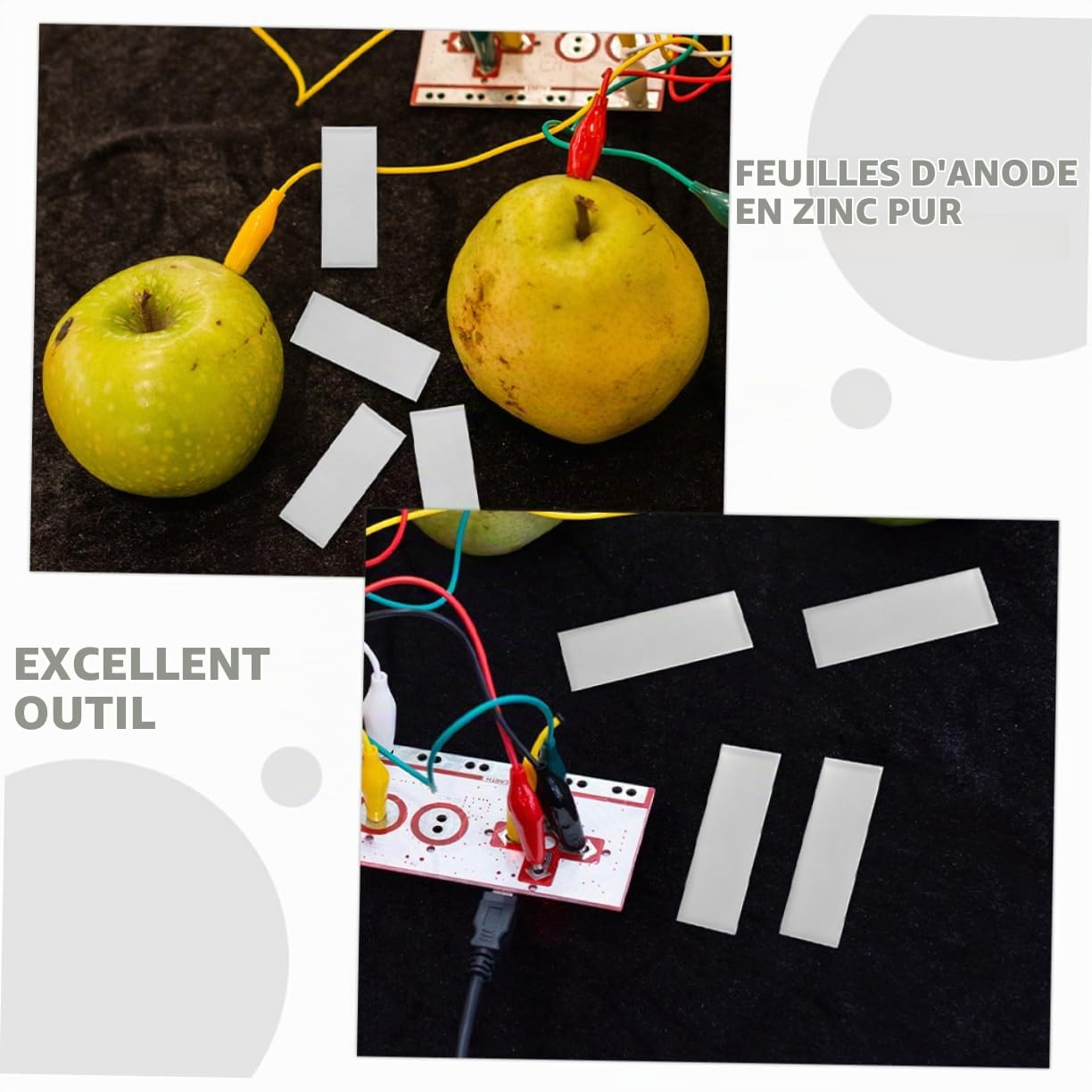 SOLUSTRE 12pièces Plaques Anodes Zinc Pur Pour Expériences Électrolytiques Et Fabrication De Batteries De Fruits Dimensions Outils Éducatifs Pour Laboratoire Et Projets Créatifs