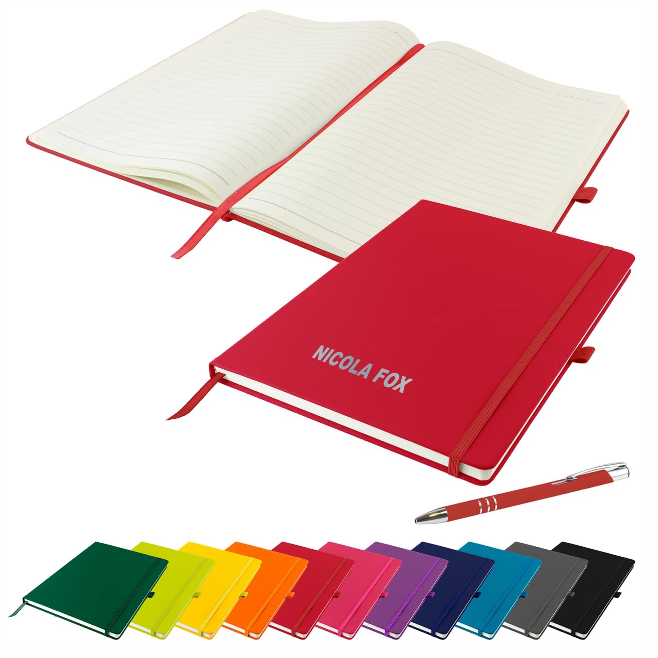 That's My Pencil Personalised A4 Notebooks/Note Pad- Printed with Name with a matching pens (Red)