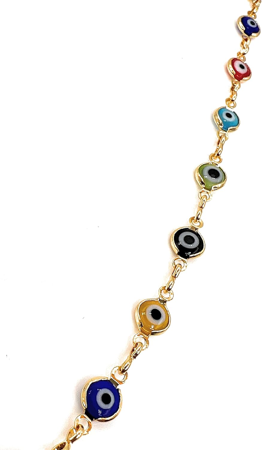 Mixed Color Evil Eye Chain Hamsa Pendant Necklace 17.5 Inches - Image 4