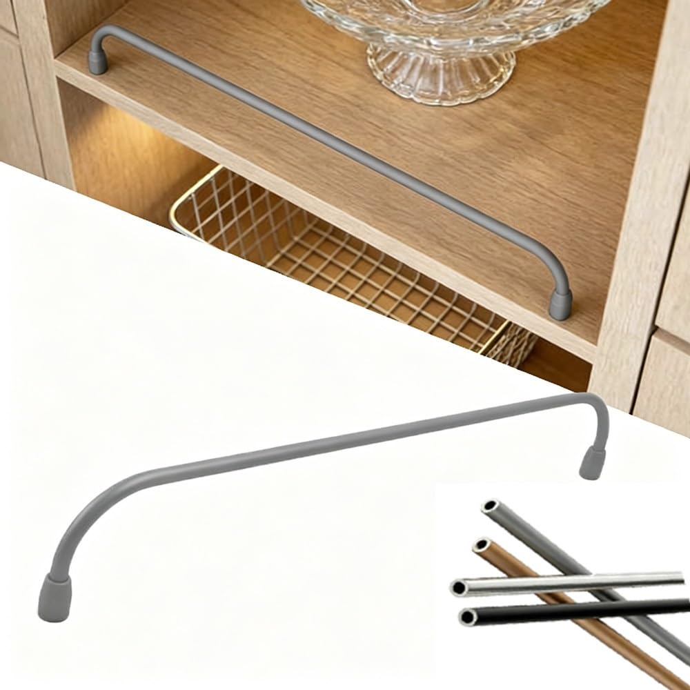 SVBVRFEEW Shelving Decorative Railing Decorative Safety Fence Aluminum Shelf Railing Gallery Rails for Wine Cabinet Round Tube Shelf Guard Rail(Gray,22in/55.9cm)