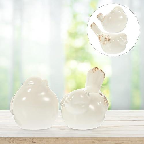 Miniatura 7 de 2 figuras de cerámica de pájaros, estatua de pájaro, decoración del hogar, mini adornos de pájaros para Navidad, cumpleaños, decoración del hogar