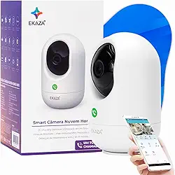 Câmera Inteligente Full HD Compatível com Alexa Babá Eletrônica Botão de Chamada Visão Noturna e Monitoramento Inteligente Detecção de Movimentos Armazenamento na Nuvem