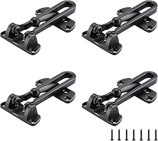 WellMade Swing Bar Door Lock Latch,Door Security Latch for Kids Safety and Home Security, Reinforcement Door Latch Guard Clasp（Oil Rubbed Bronze，4 Pack)