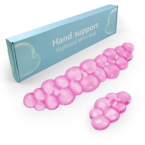 Gel Cloud Keyboard and Mouse Wrist Rest, Cute Wrist Support and Arm Support Keyboard Rest for Keyboard and Mouse Typing Pain Relief,Suitable for Office/Computer/Laptop/Gaming (Pink) - Pink