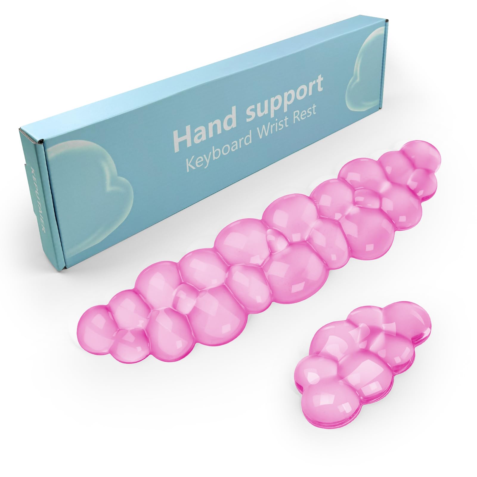 Gel Cloud Keyboard and Mouse Wrist Rest, Cute Wrist Support and Arm Support Keyboard Rest for Keyboard and Mouse Typing Pain Relief，Suitable for Office/Computer/Laptop/Gaming (Pink)