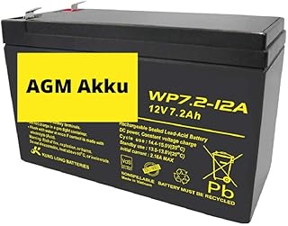 دبليو اس بي بطارية رصاص ايه جي ام 12 فولت 7.2Ah WP7.2-12 VDs، جل 6.3 ملم متوافقة مع فاستون 7Ah 8Ah 9Ah