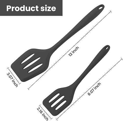 Miniatura 2 de Espátula ranurada para utensilios de cocina antiadherentes, resistente al calor, color negro