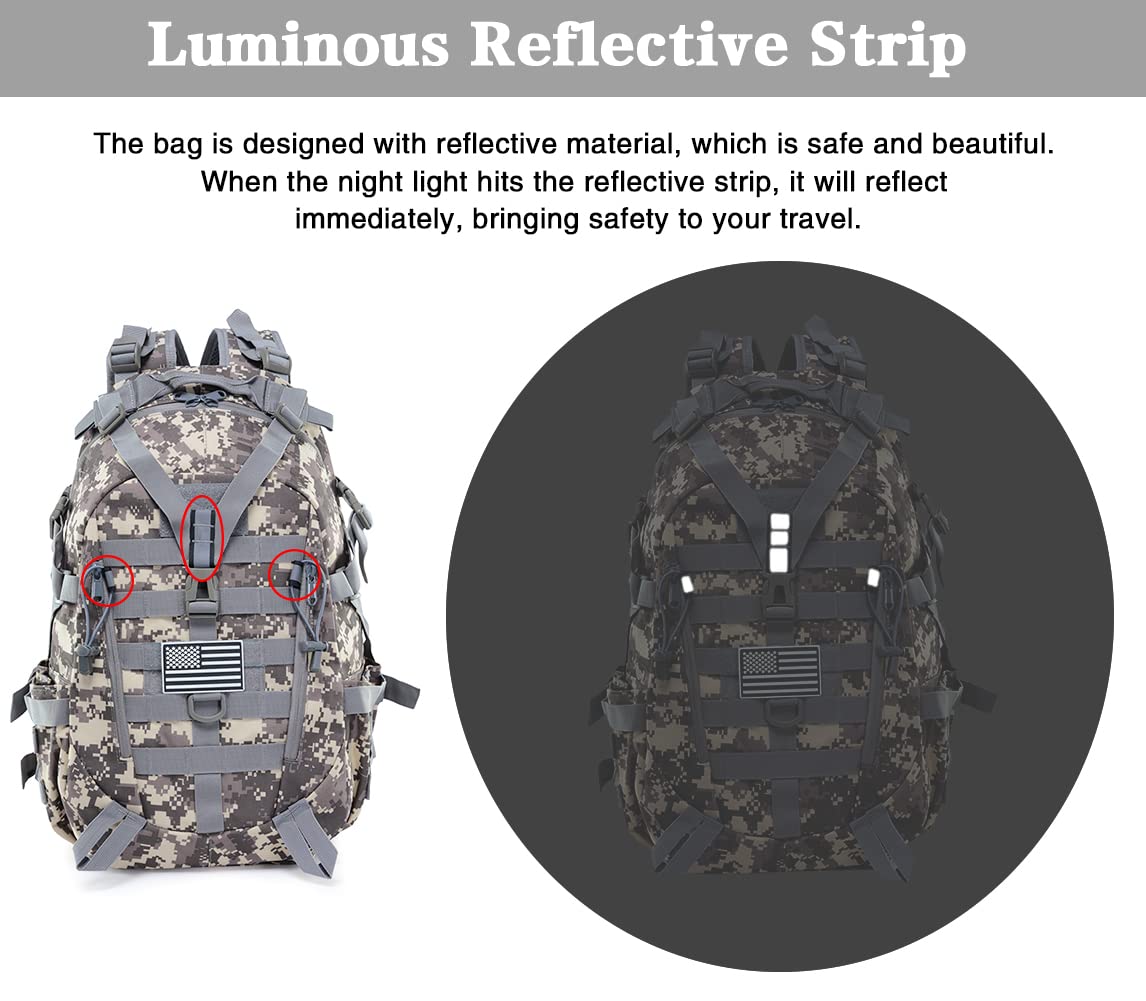 Mochila táctica de la motocicleta militar Molle bolsa EDC mochila senderismo mochilas para ciclismo camping, ACU camuflado, Pequeño, Classic 4