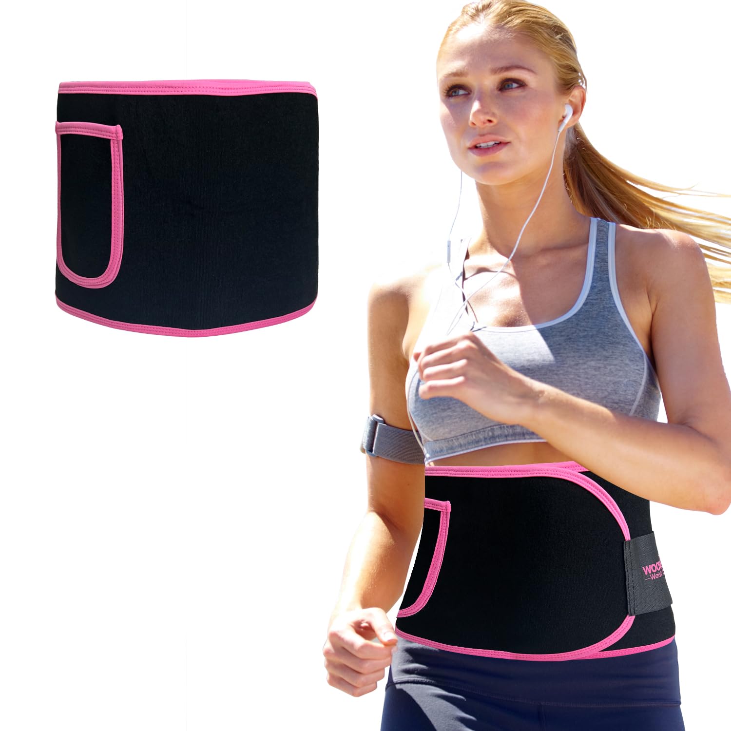 Pink Sweat Waist Trainer Belt & Band for Women's Stomach Weight Loss M