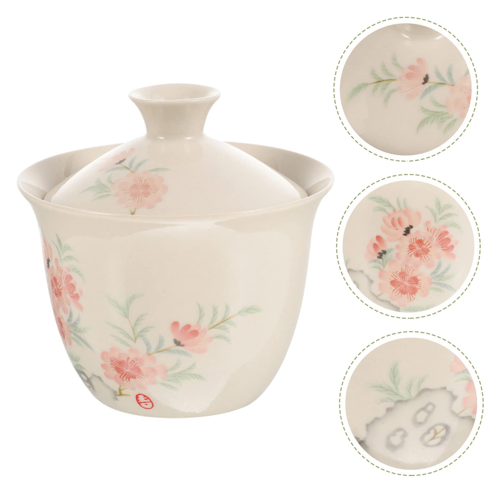Traditionelle chinesische Teebecher, Retro Teebech Vintage Teetassen-Set, Schüssel, Teetasse for Dufttee, Keramik-Teetasse mit Deckel, Büro-Teetasse, Haushalts-Teetassen