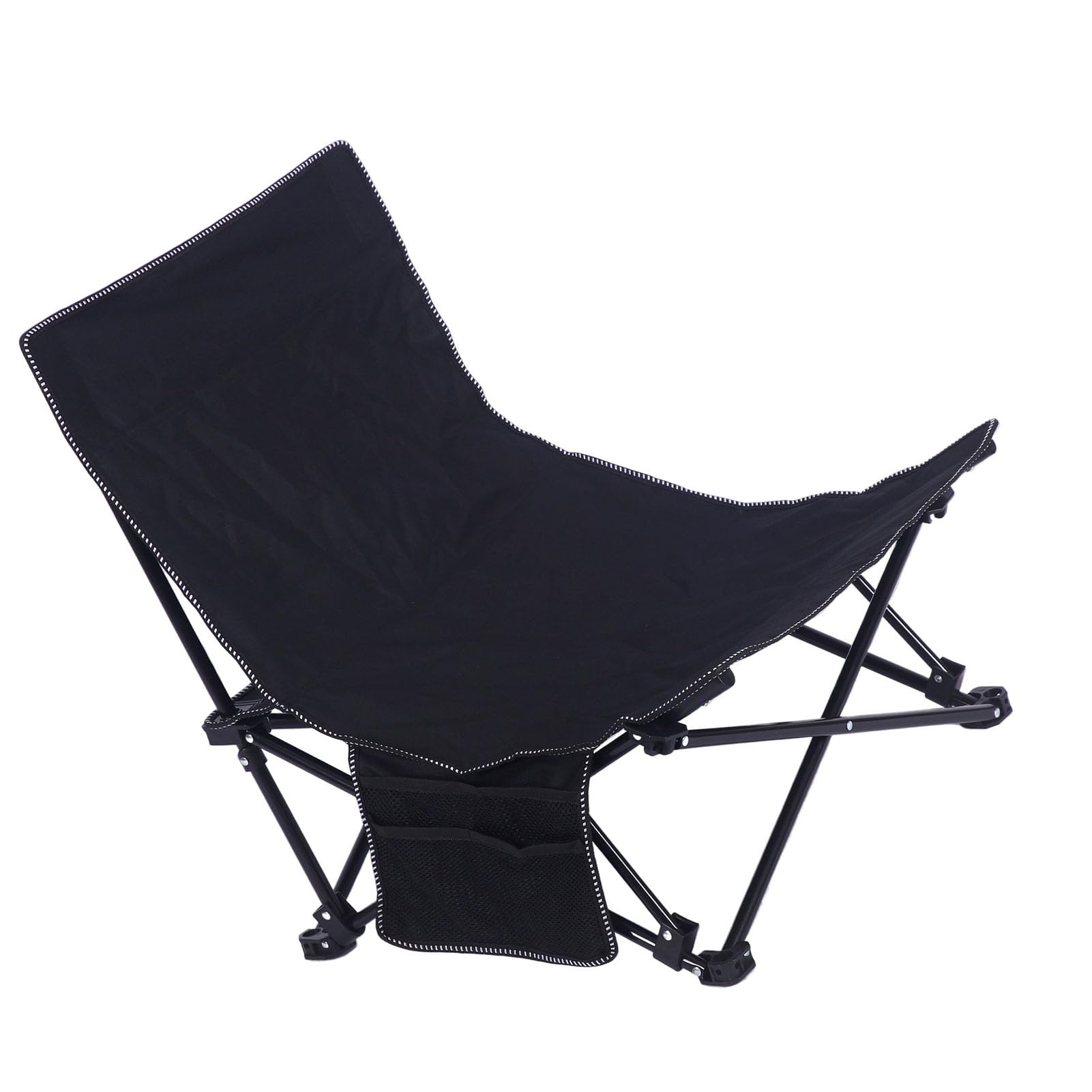 Krzesło Plażowe z Regulowanym Oparciem, Lekkie, Składane (BLACK)