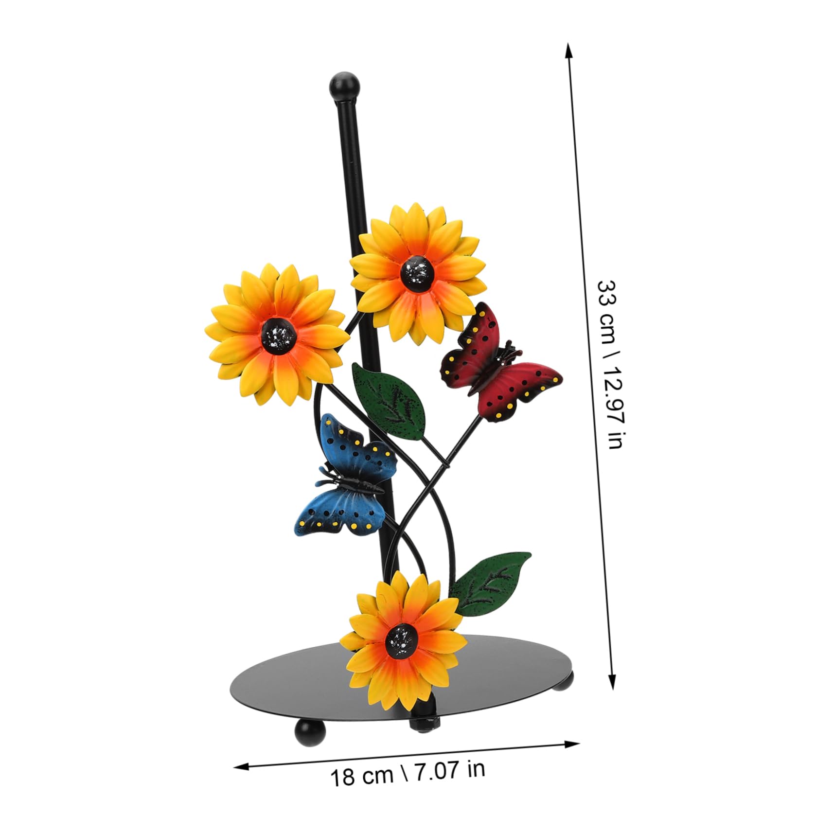 Porta Rotolo da Cucina e Stile Farmhouse a Forma di Girasole in Metallo Design Artistico Robusto e Stabile per Soggiorno e Giardino