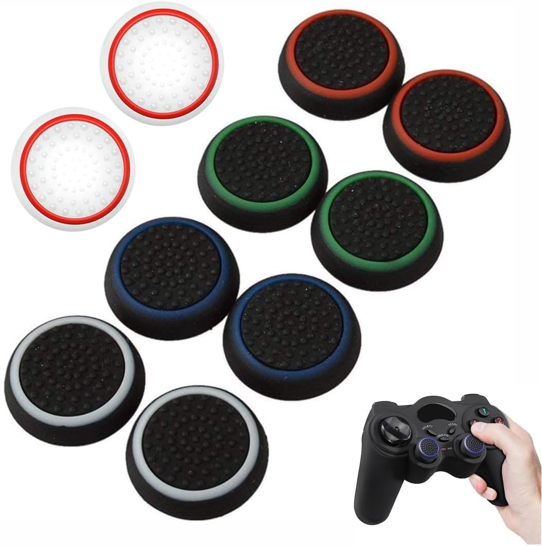 FEORA 5 Pairs /10 Pcs Controller Caps - Analog, Luminous, Non-Slip for 360, Xbox One, PS2, PS3, PS4, PS5 Game Controller Joystick Caps