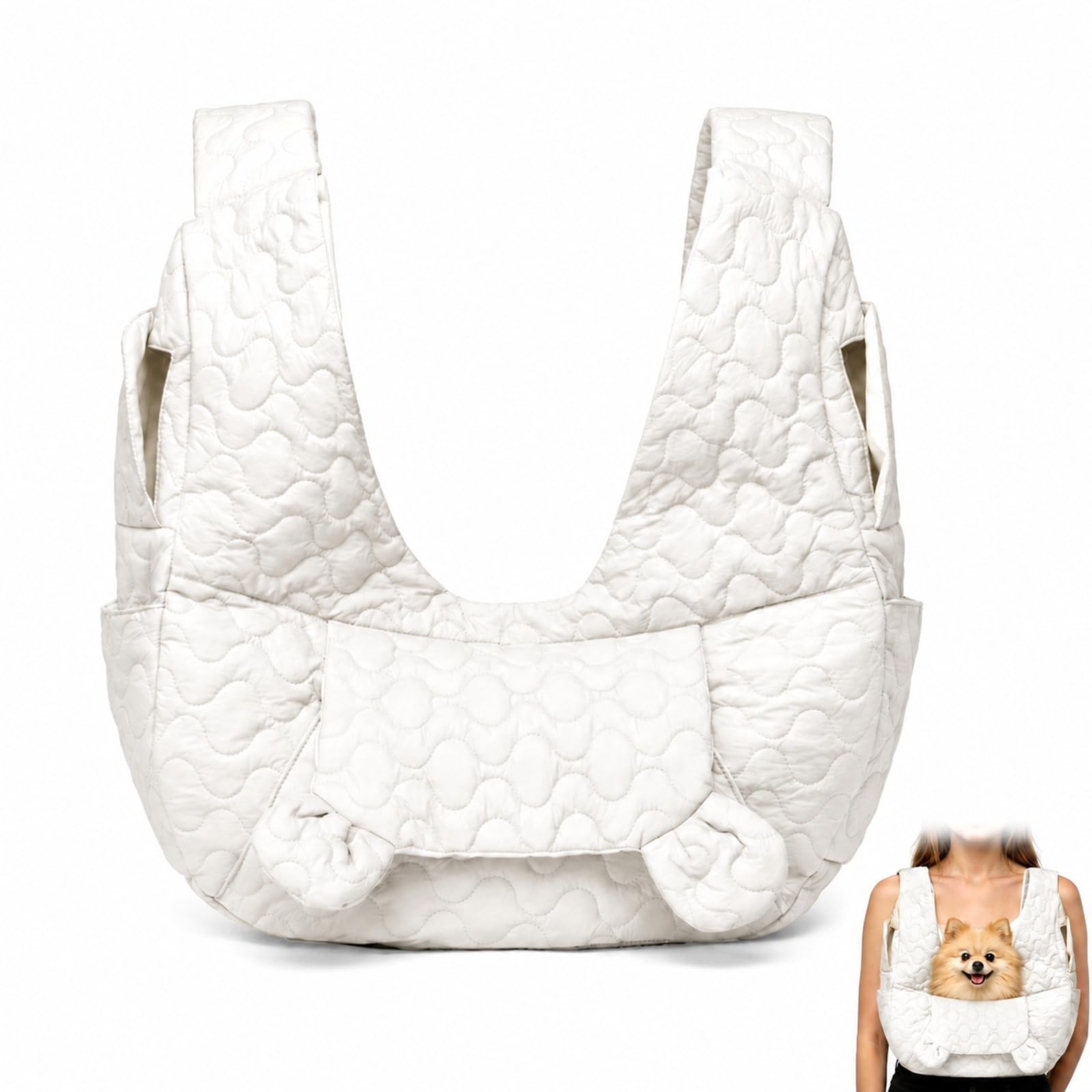 Dog Carrier Bag up to 10 kg, Hands-Free Dog Bag for Small Dogs with Adjustable Strap, Front Dog Backpack for Walks, Outdoor Activities & Excursions (White) — image 1