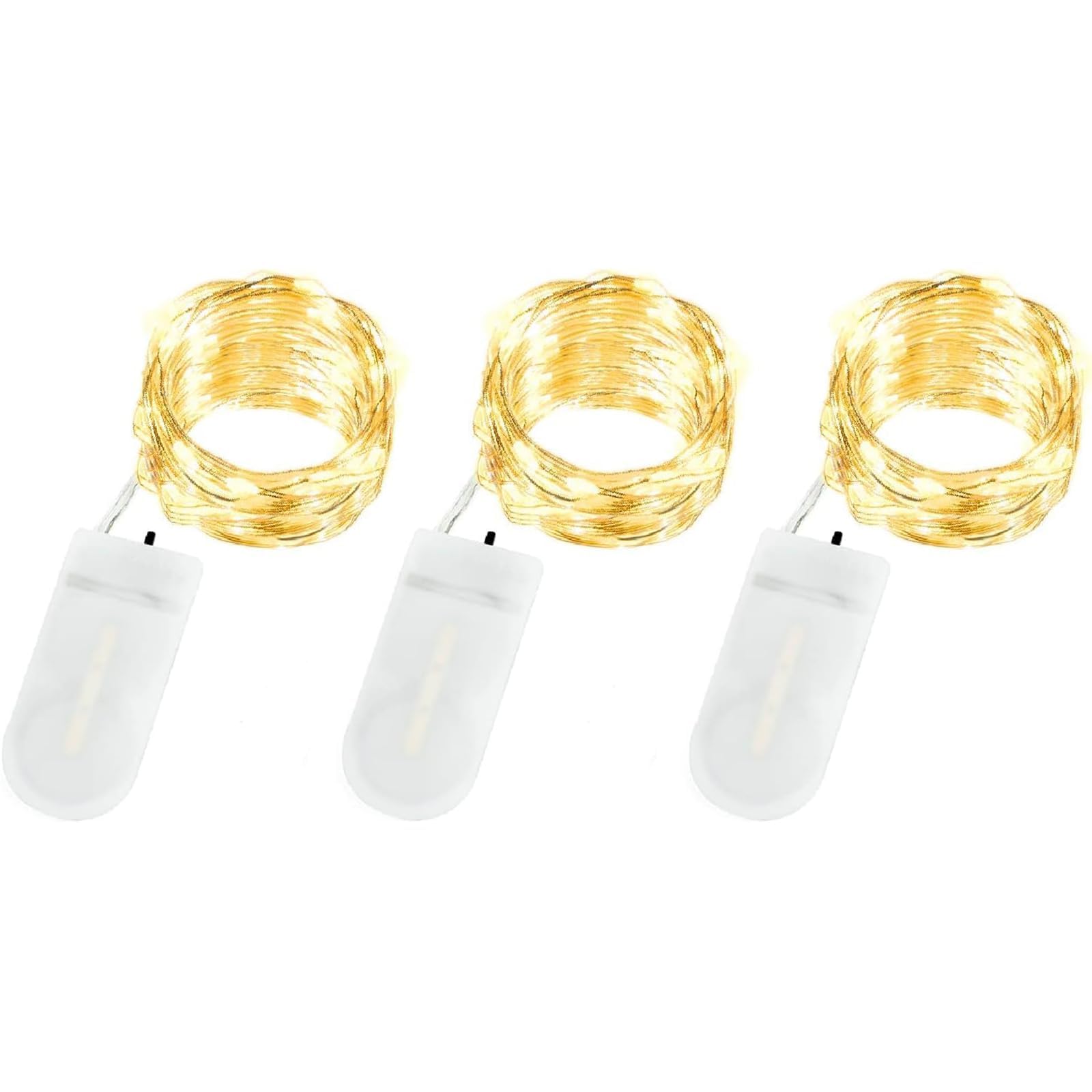 Annefly Fairy Lights Battery Operated, 3 Pack 3M 30 LED Micro Silver Wire Fairy Lights Battery LED String Lights for Christmas Jar Glasses Wedding Party Decoration (Warm White)