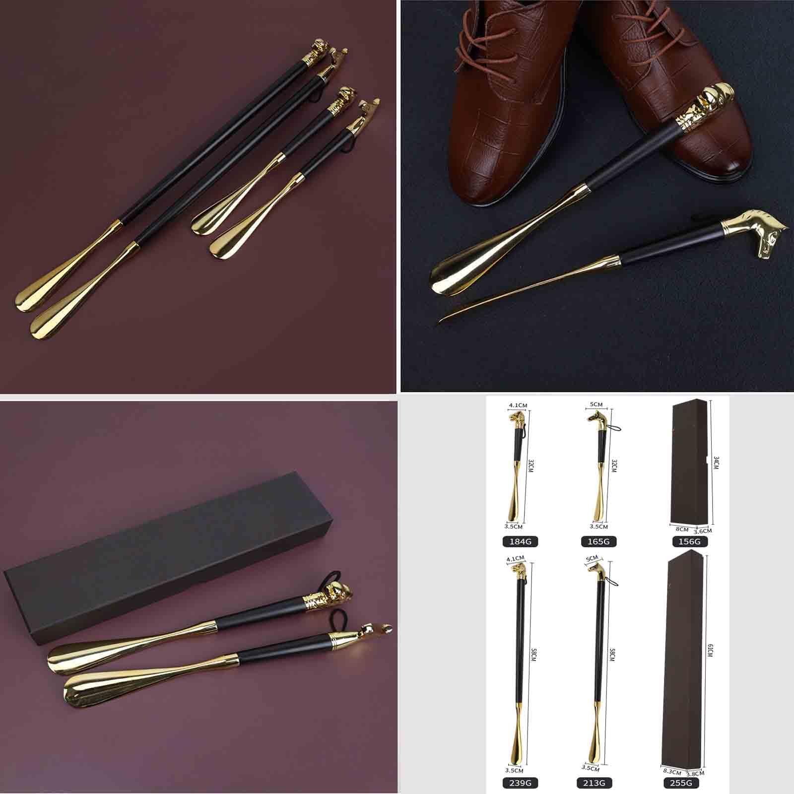 JUSHZ Calzador De Zapatos Largo Calzador Largo Para Personas Mayores Calzador De Calcetines Metalico Calzadores Madera Aleación De Metal Regalo