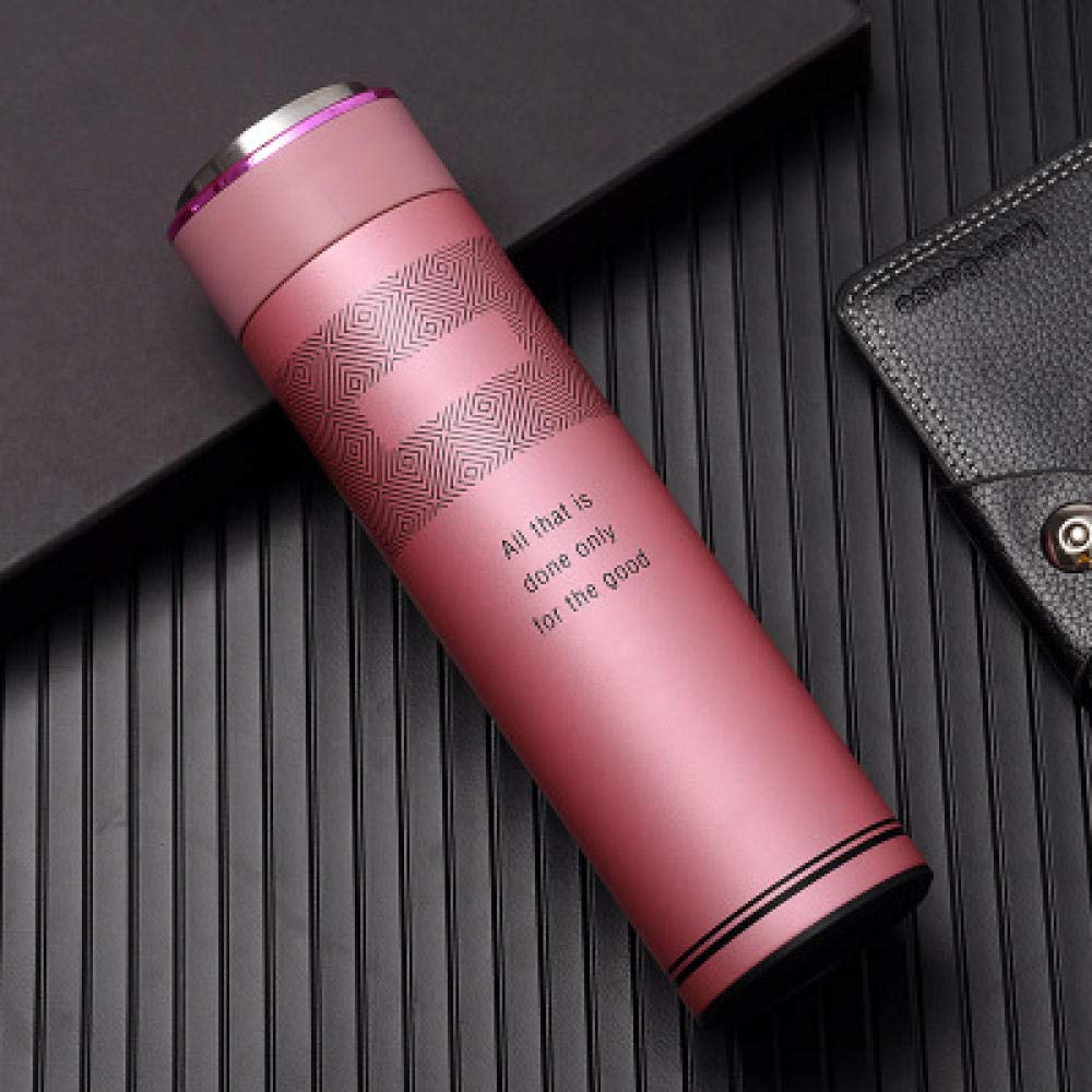 Termo a prueba de fugas con aislamiento de doble pared de 500 ml, botella de agua de acero inoxidable, termo para el hogar, negocios, viajes, color: rosa (color: rosa)