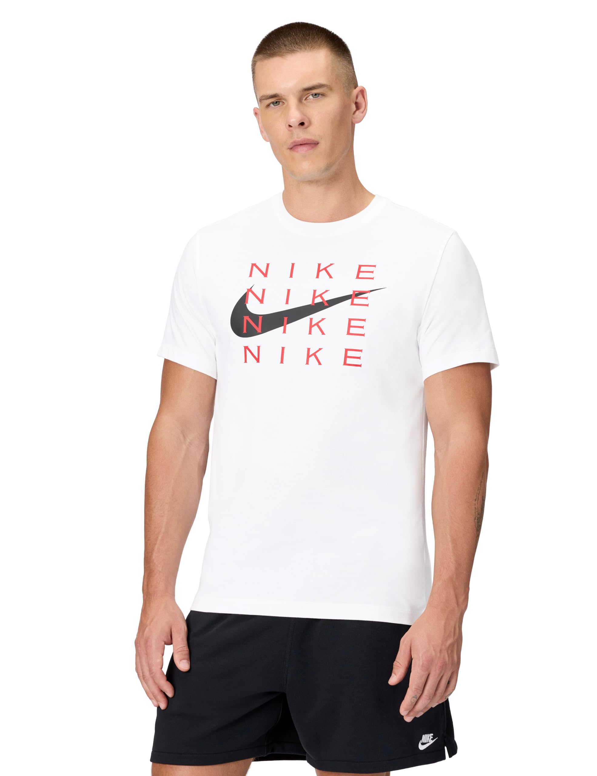 Nike Mens Sportswear Club T-Shirt (Swoosh Nike Stack)