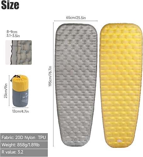 Miniatura 6 de iClimb Estable cómodo colchón de aire ultraligero compacto para adultos camping mochilero (estilo momia)