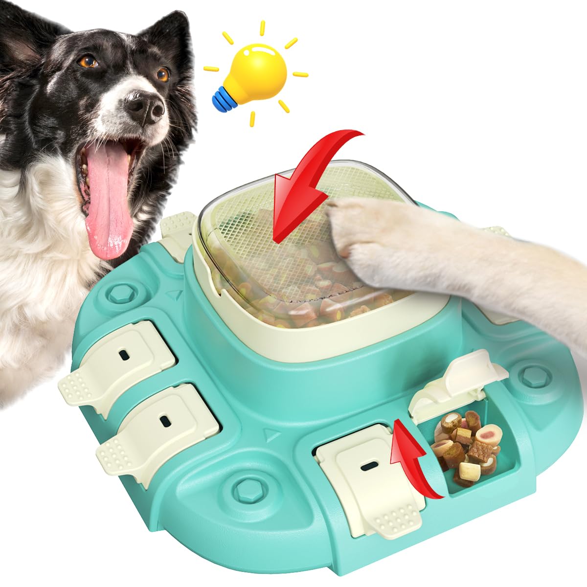 Jouet puzzle interactif pour chien, alimentation lente, fonction de distribution de friandises, idéal pour l'entraînement et le divertissement du QI, convient à toutes les races de chiens