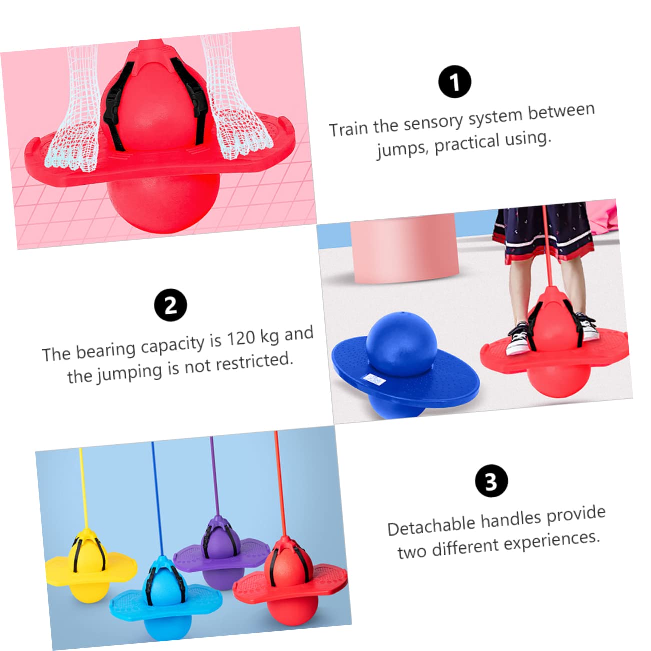 HANABASS 1Set Fitness Ball with Handle Thicken Skid Jumping Ball for Detachable Handles for Versatile Use for Boys and Ages