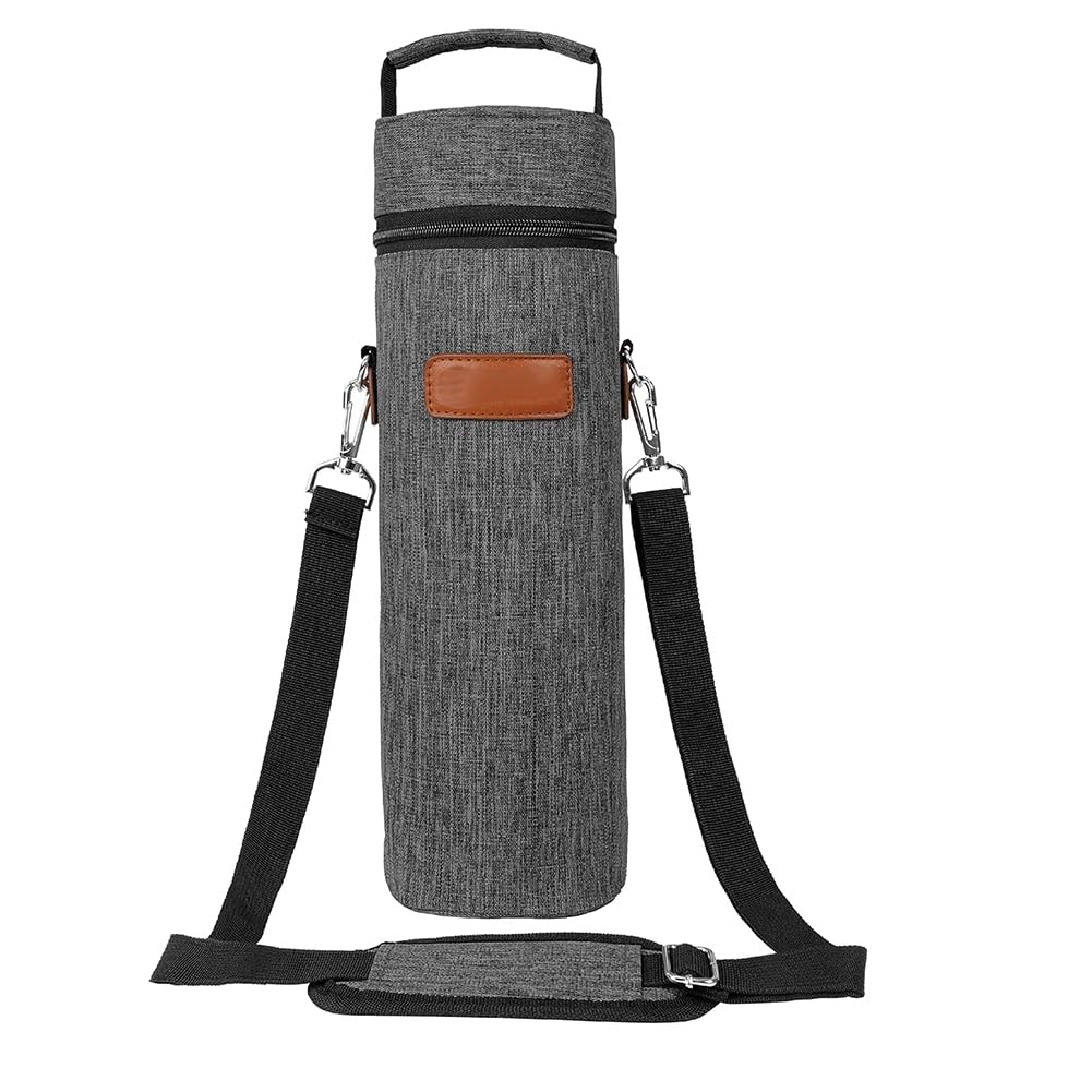 Hndhbfgrt Wine Bag for Single Bottle Carrier Tote, Insulated Cooler for Travel Picnic Beach with Shoulder Strap